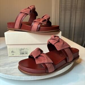 Alexandre Birman Maxi Clarita Sport Sandals Brown Red Suede Bow Women's US 9.5